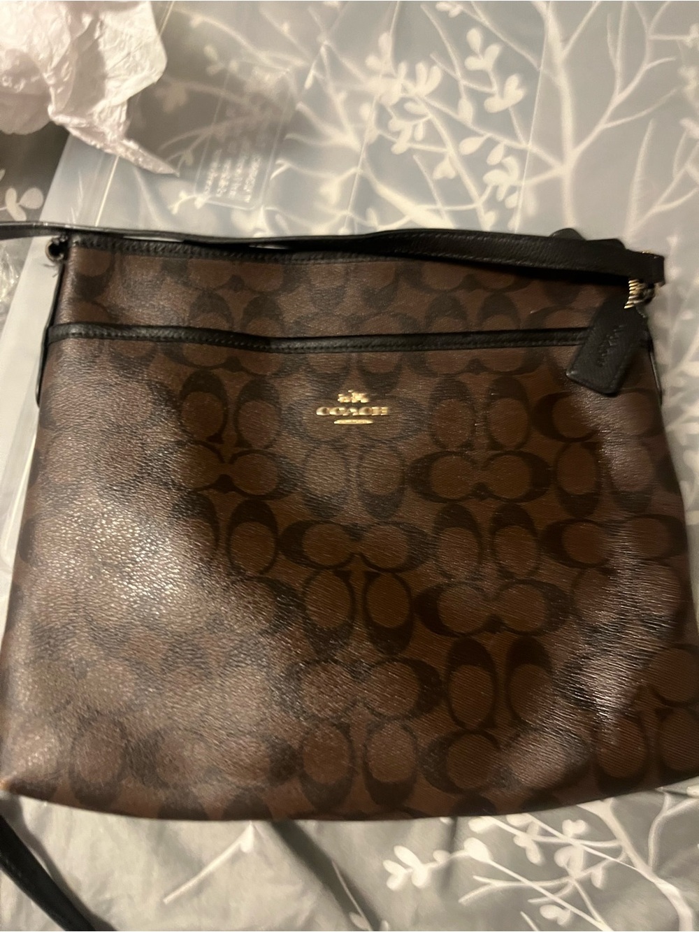 Coach Black Leather Crossbody with Gold Hardware